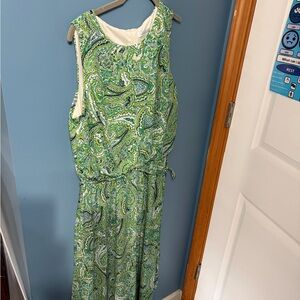 London Times Green Paisley Jumpsuit